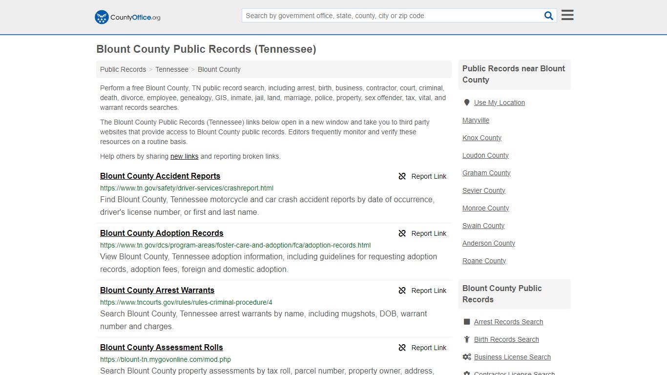 Public Records - Blount County, TN (Business, Criminal, GIS, Property ...