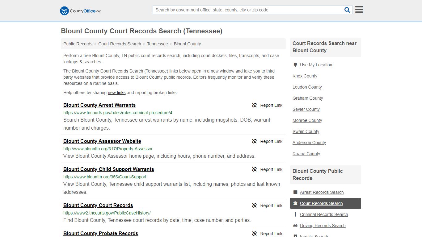 Blount County Court Records Search (Tennessee) - County Office